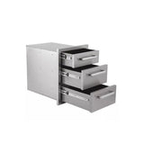 Bonfire 16.5" x 22" Stainless Steel Vertical Triple Drawer showcasing its sleek design and durable 304-grade stainless steel construction.