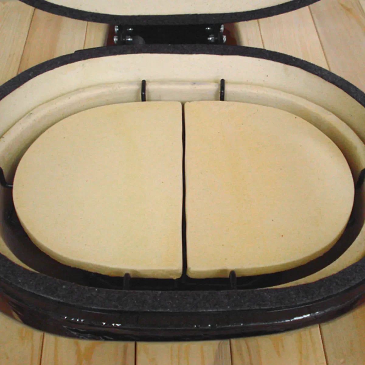 Primo 2-piece ceramic heat deflector plates for Oval X-Large grill, for indirect cooking and smoking