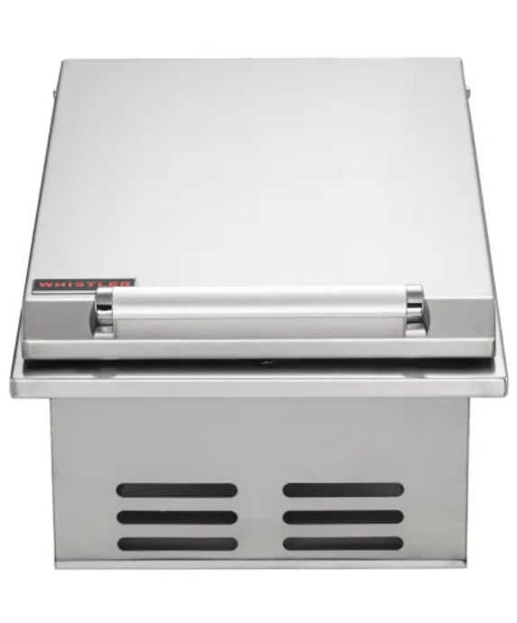 WHISTLER Single Side Burner from Bonfire, displayed in an outdoor kitchen countertop setup, emphasizing its drop-in configuration.