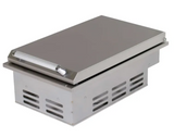 Installation guide for WHISTLER Single Side Burner by Bonfire, illustrating the drop-in design for outdoor kitchen countertops.