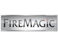 The Fire Magic brand logo, with the word FireMagic in metallic silver lettering on a white background
