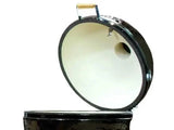Primo Round ceramic charcoal grill head with the dome open showing the ceramic interior and gasket, PGCRH