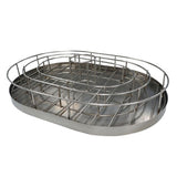 Primo rib and chicken holder with drip tray for ceramic charcoal grills, holds ribs and poultry upright
