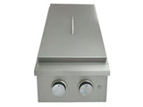RCS Premier "L" Series Double Side Burner RJCSSBL highlighting the heavy-duty 8mm stainless steel grates for long-lasting durability.