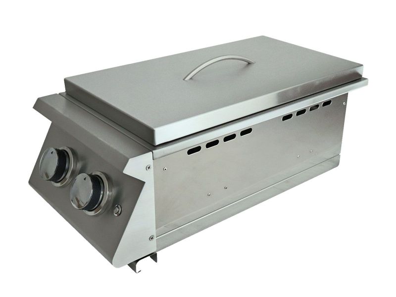 RCS Premier 'L' Series Double Side Burner featuring heavy-duty stainless steel cooking grates.