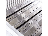 Close-up of a Summerset Sizzler grill interior showing the stainless steel vented heat tents and flame tamers