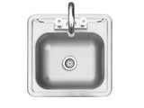 TrueFlame 15-inch stainless steel drop-in outdoor bar sink with single bowl and high-arc faucet