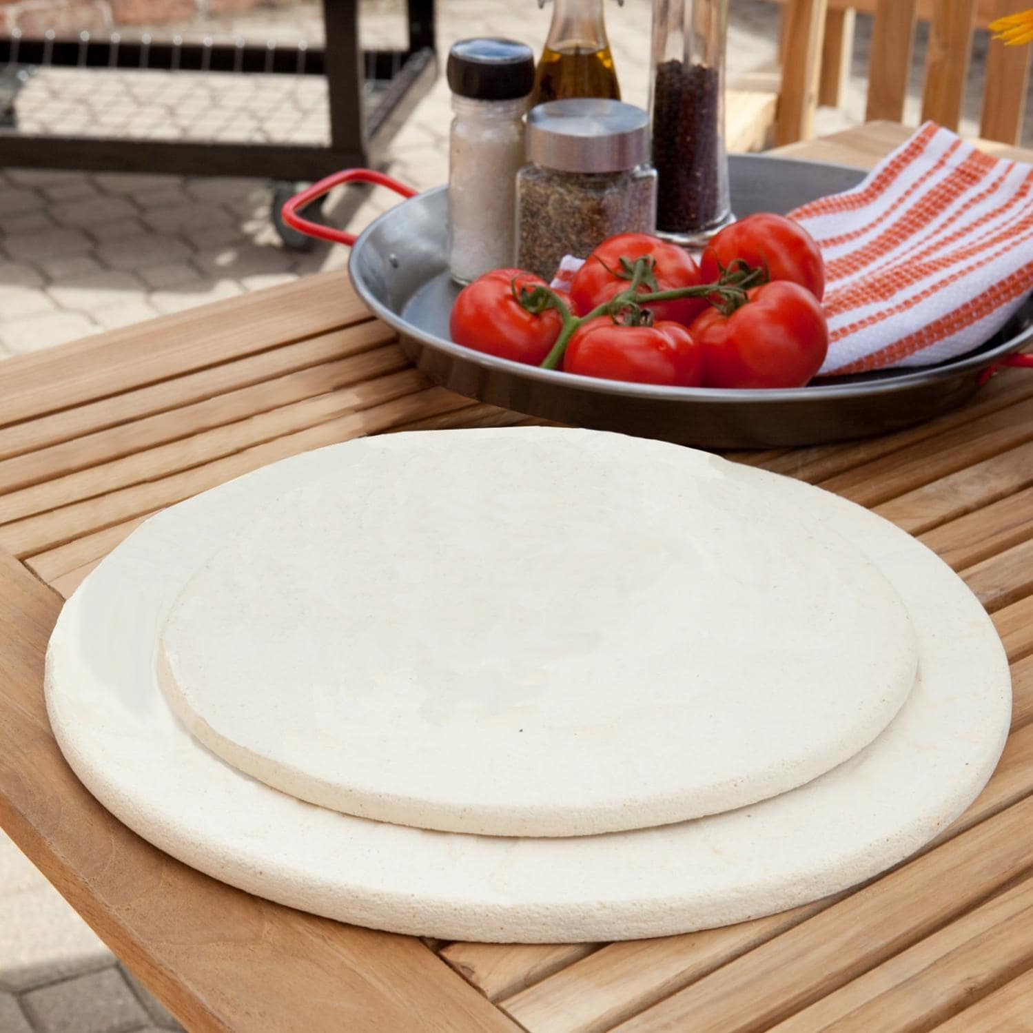 Primo 16-inch natural finish ceramic pizza and baking stone for Oval X-Large, Large and Round grills