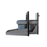 Close-up of Bonfire Black Trash Can 16.5" x 22" Black Series with two trash buckets and self-closing drawer.