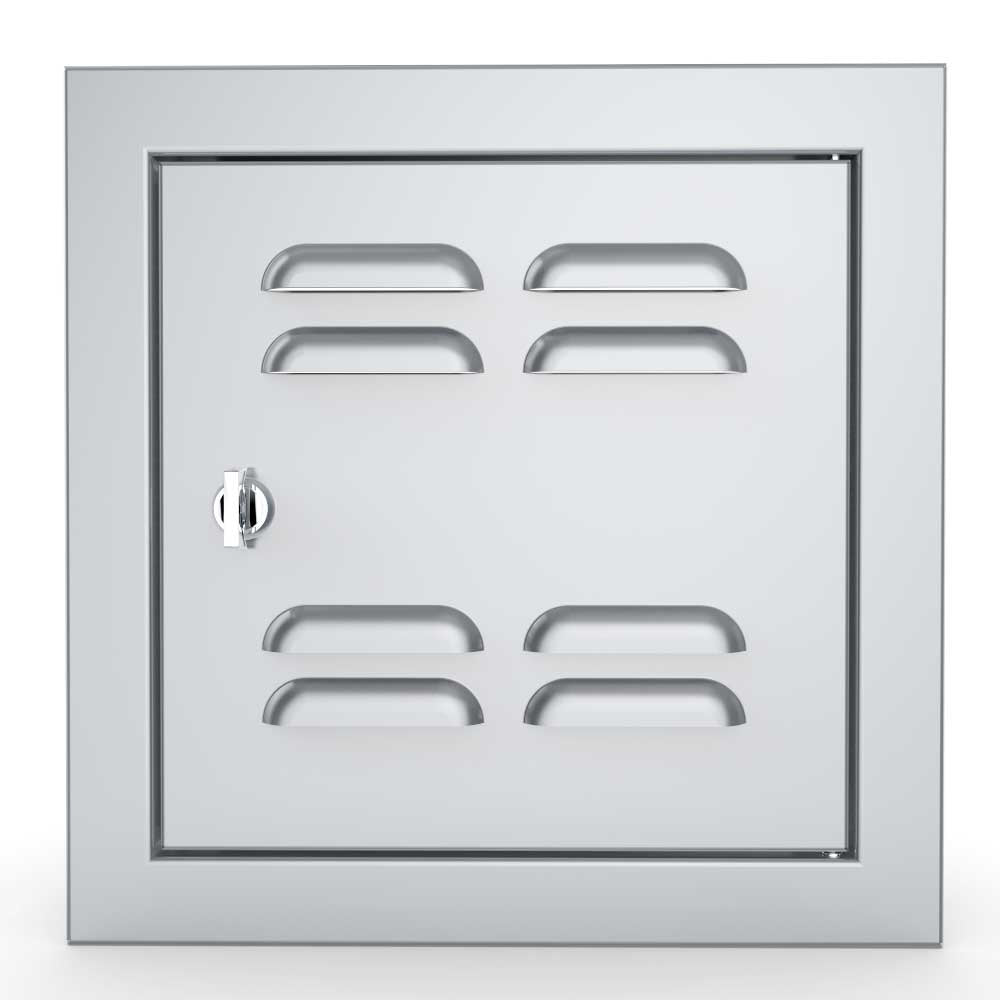 Side view of Sunstone Signature Series 12” Single Door and Vented Door highlighting left and right swing installation feature.