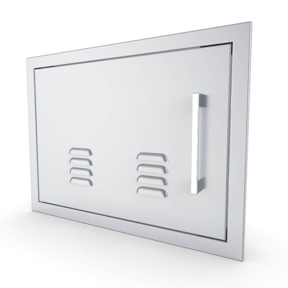 Sunstone Signature Series Horizontal Vented Single Doors - 20" x 24" or 24" x 17" with sleek brushed stainless steel finish and modern design for outdoor kitchen access
