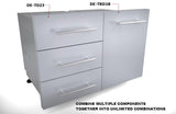 Installation setup of Sunstone Designer Series 23" Triple Drawer with Self-Leveling Legs emphasizing its adjustable legs for perfect alignment.