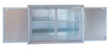 Sunstone 17" x 24" Beveled Frame Weather Sealed Dry Storage Pantry installed in an outdoor kitchen setting, demonstrating its stylish design.