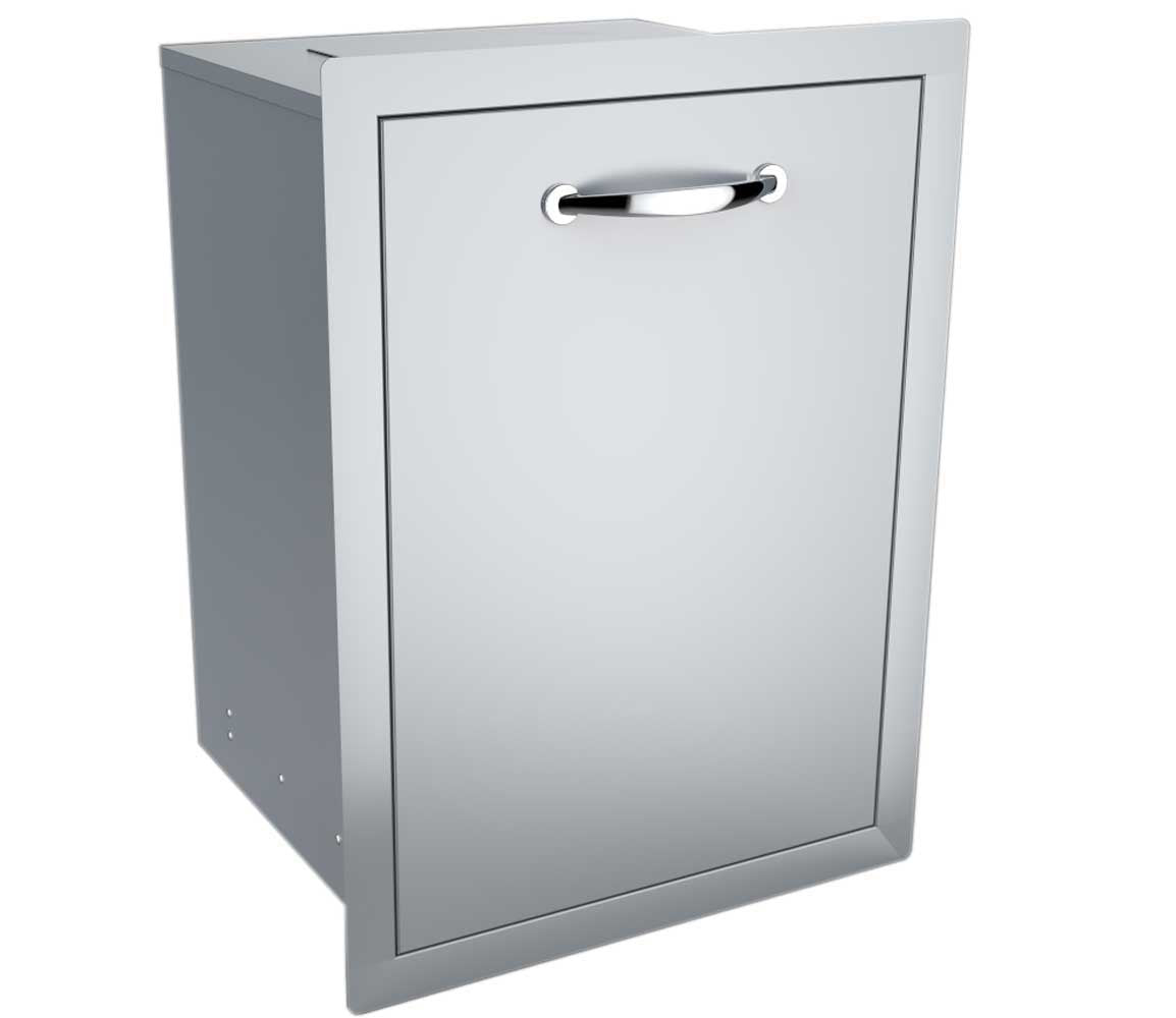Sunstone Classic Series Flush Style Trash Drawer design showcasing durable 304 stainless steel construction.