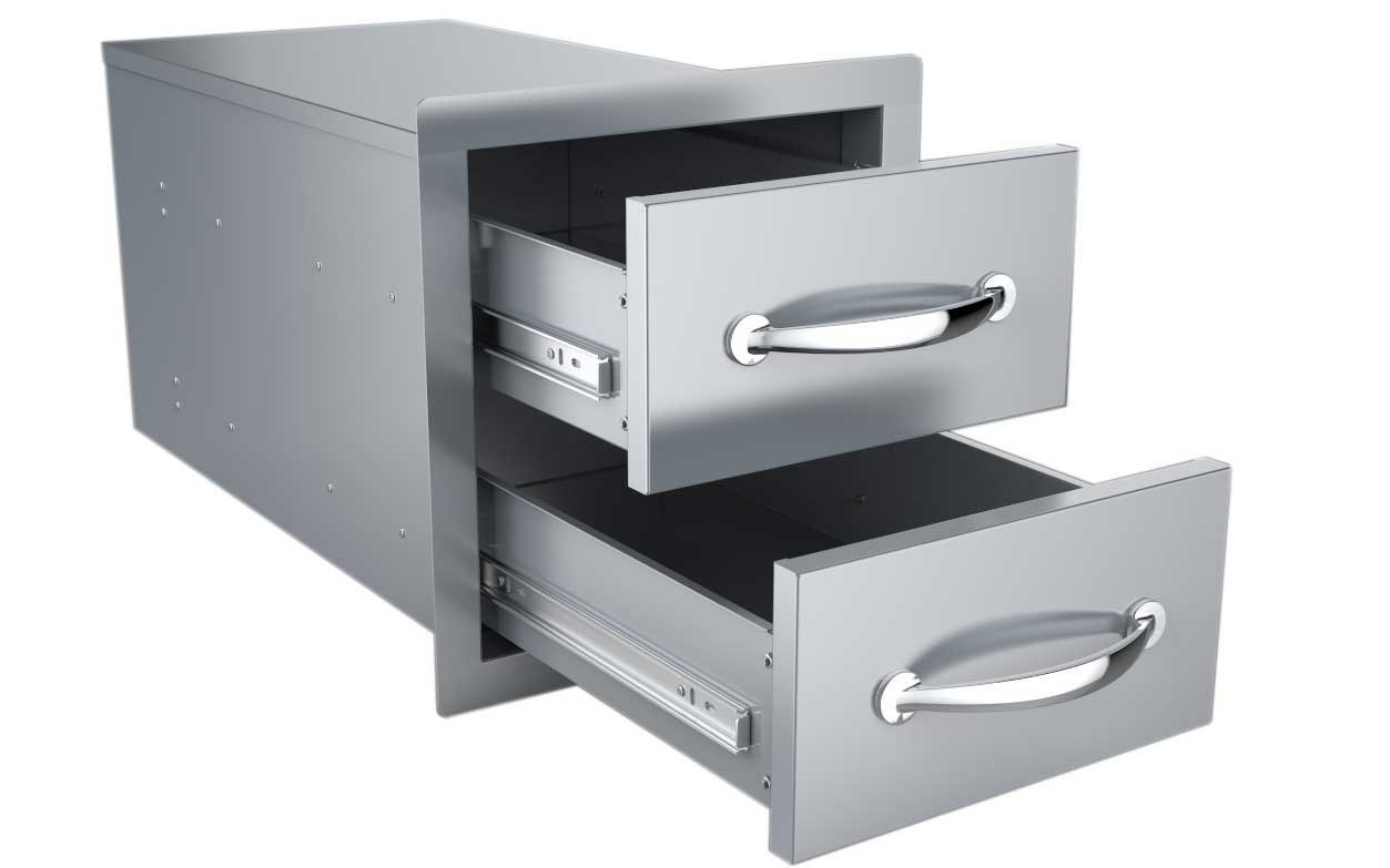 Sunstone Classic Series Flush Style 14” Drawer - High-quality stainless steel construction for outdoor kitchens.