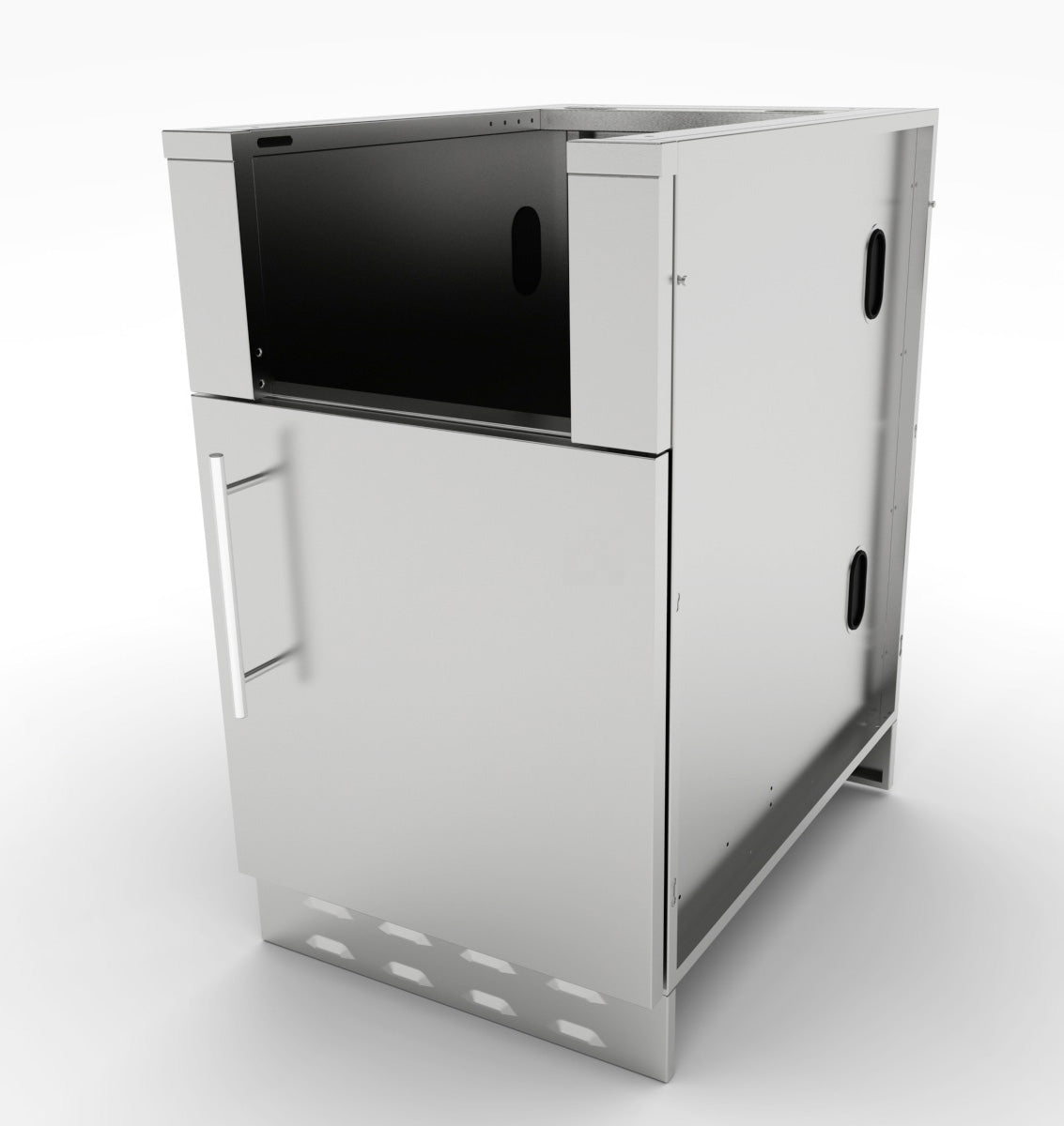 20-inch Appliance Cabinet by Sunstone featuring a left-swing door, made from durable 304 stainless steel, ideal for integrating multiple appliances like side burners or bar stations.