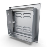 Close-up of the Sunstone Signature Series 12” Single Door and Vented Door showing the beveled frame and premium materials.