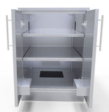 Sunstone durable full height cabinet with two doors and adjustable shelves, perfect for maximizing outdoor storage.