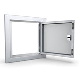 Sunstone Signature Series 12” Single Door and Vented Door opened to showcase internal hinges and perfect fit.