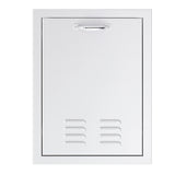 Lifestyle image of the Summerset 20" North American Stainless Steel Vented Liquid Propane Tank or Trash Drawer integrated into a stylish outdoor kitchen.