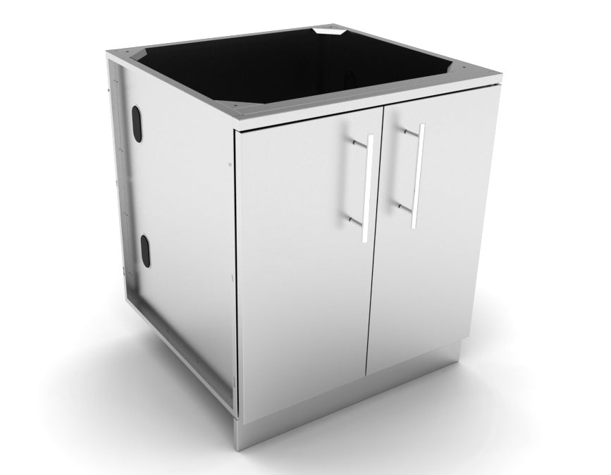 Sunstone 24" Full Height Double Door Base Cabinet with Two Shelves and Door Pockets for outdoor kitchen storage.