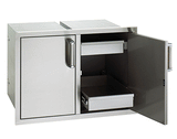Fire Magic 30" Double Door/Drawer Combo showcasing its durable 304 stainless steel construction for outdoor kitchens.