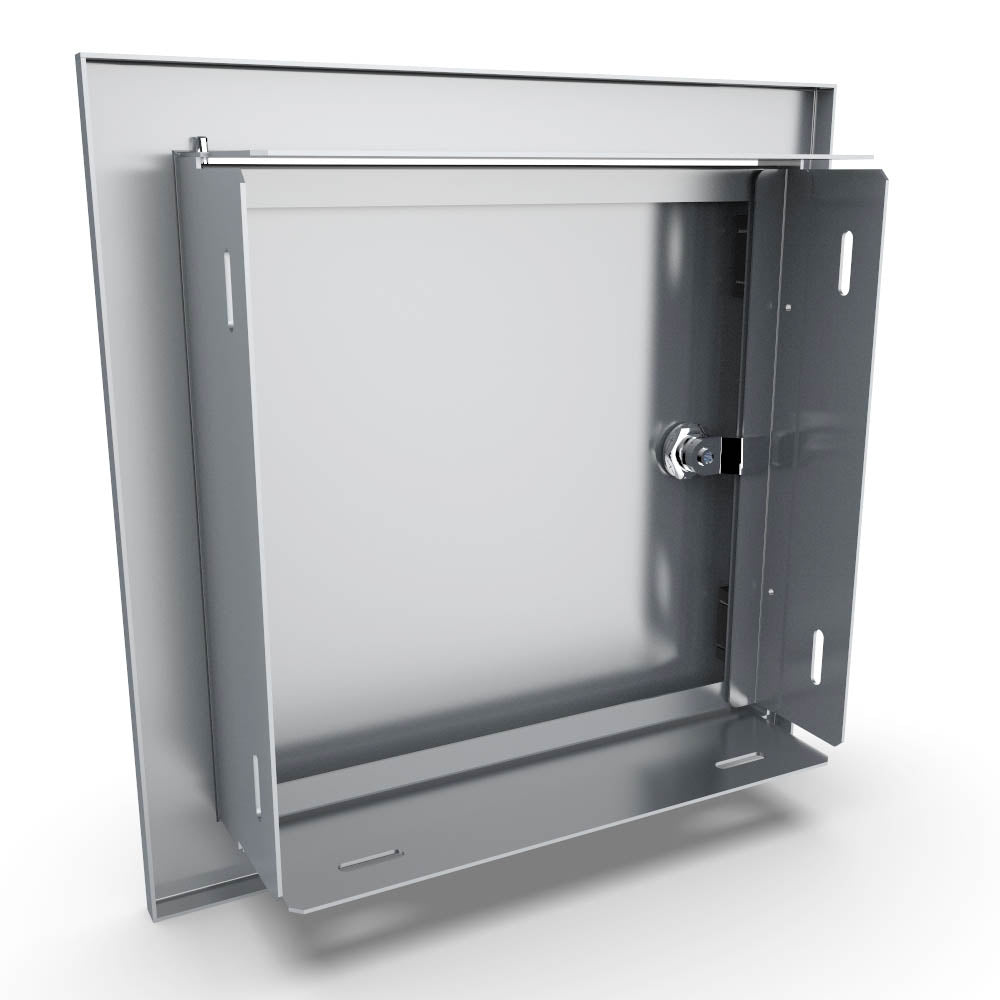 Close-up of Sunstone Signature Series 12” Single Door and Vented Door with 304 stainless steel construction and secure door latch.