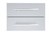 Sunstone Designer Series 13" Height Multi-Configurable Double Drawer showcasing its sleek stainless steel design, perfect for storing BBQ tools and accessories.