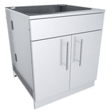 Sunstone 24", 30”, or 36” Double Door Base Cabinet with Shelf & Reversible Top Drawer showcasing durable 304 stainless steel construction.