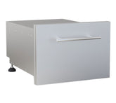 Sunstone Designer Series - 13" Tilt-out Paper Towel, Cutlery Drawer & Cutting Board Combo showcasing the sleek stainless steel design and functional features.