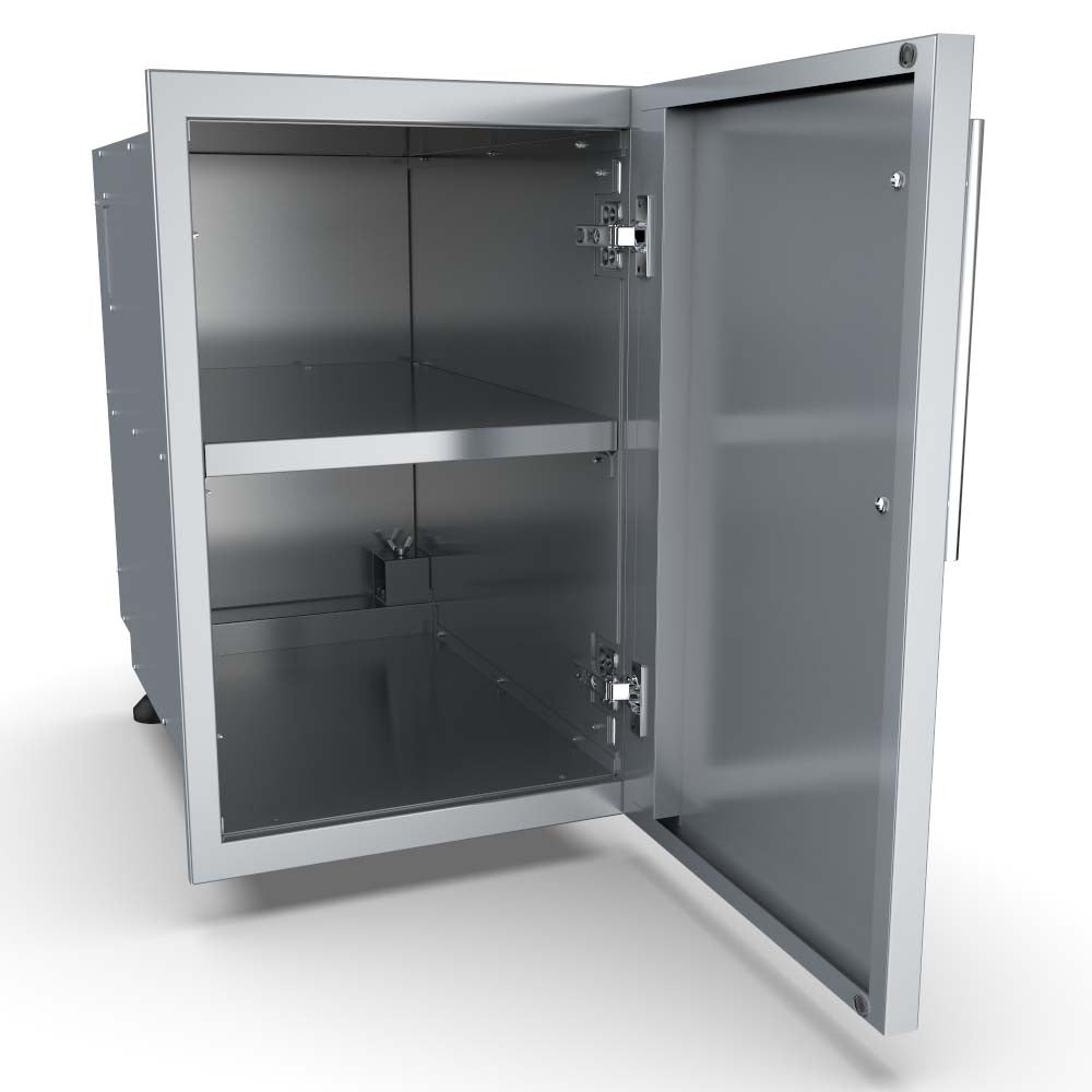 Stylish exterior of the Sunstone Designer Series Multi-Configurable Dry Storage Pantry blending with outdoor kitchen decor.