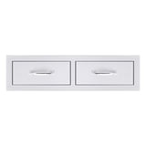 Close-up view of Summerset 32″ NORTH AMERICAN STAINLESS STEEL DOUBLE HORIZONTAL DRAWER highlighting its durable stainless steel construction.