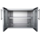 Stylish Sunstone Designer Series pantry featuring stainless steel construction and ample dry storage for BBQ accessories.