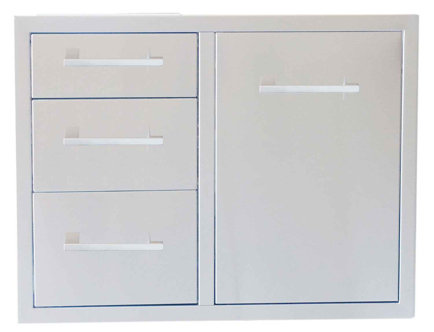 Sunstone Signature Series 30" Propane Combo w/ Trash Bag Ring & Triple Drawer, showcasing its sleek design and durable 304 Stainless Steel construction.