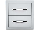 Sunstone Classic Series Flush Style 14” Drawer, a durable and stylish BBQ storage solution made from 304 stainless steel, featuring deep soft-closing drawers for BBQ tools and sauces.
