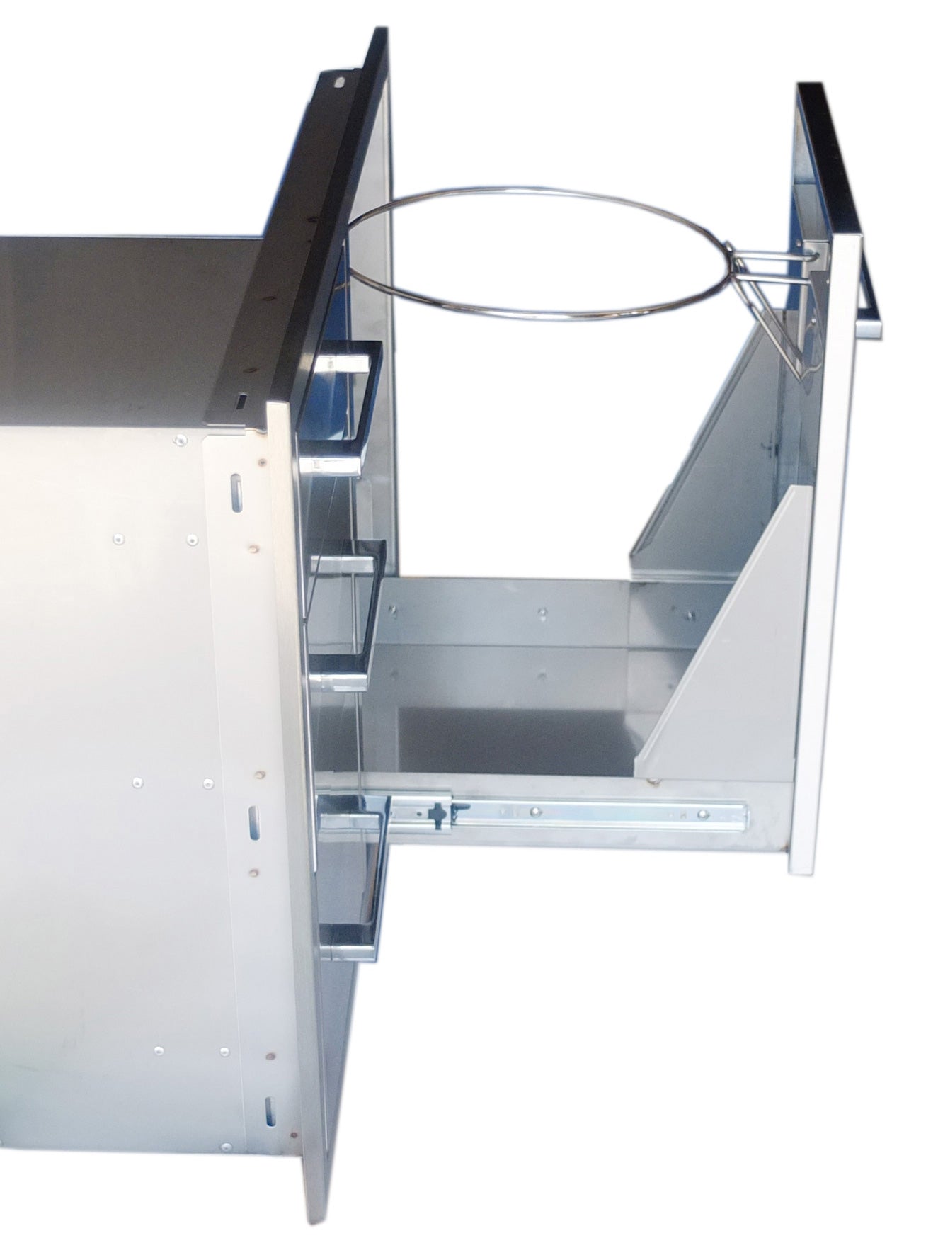 Sunstone Propane Combo 30", featuring a spacious slide-out tray drawer and large drawers for BBQ accessories, designed to complement outdoor cooking areas.