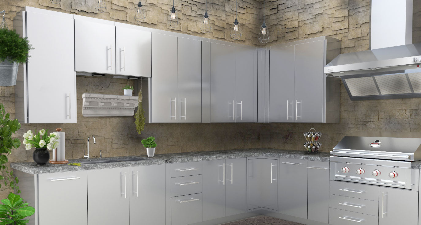 Sunstone 36" Full Height Double Door Cabinet with four shelves, ideal for all your storage needs.