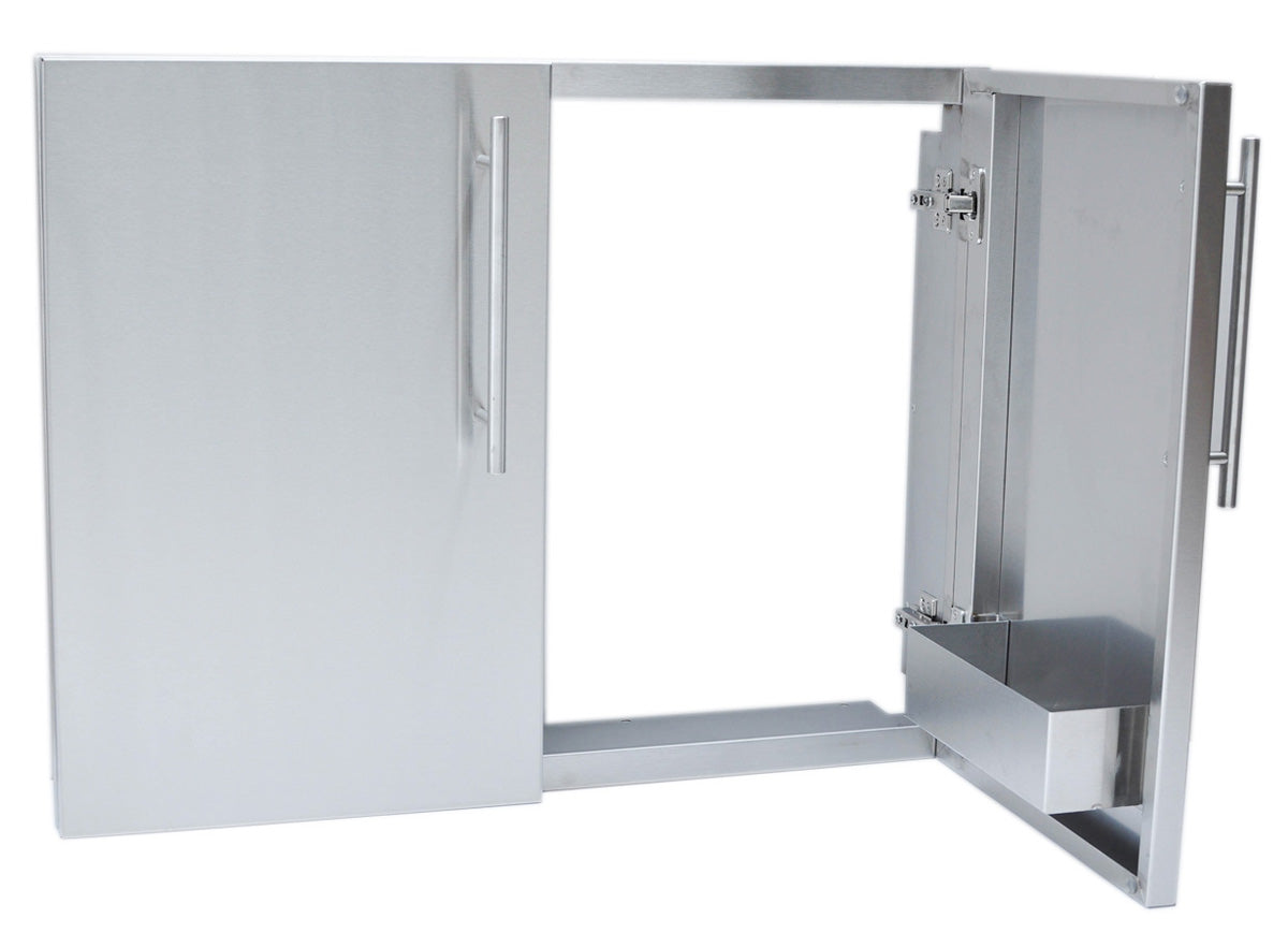Sunstone Designer Series 36 inch Multi-Configurable Double Door with Door Shelves highlighted with durable 304 stainless steel, perfect for outdoor kitchens.