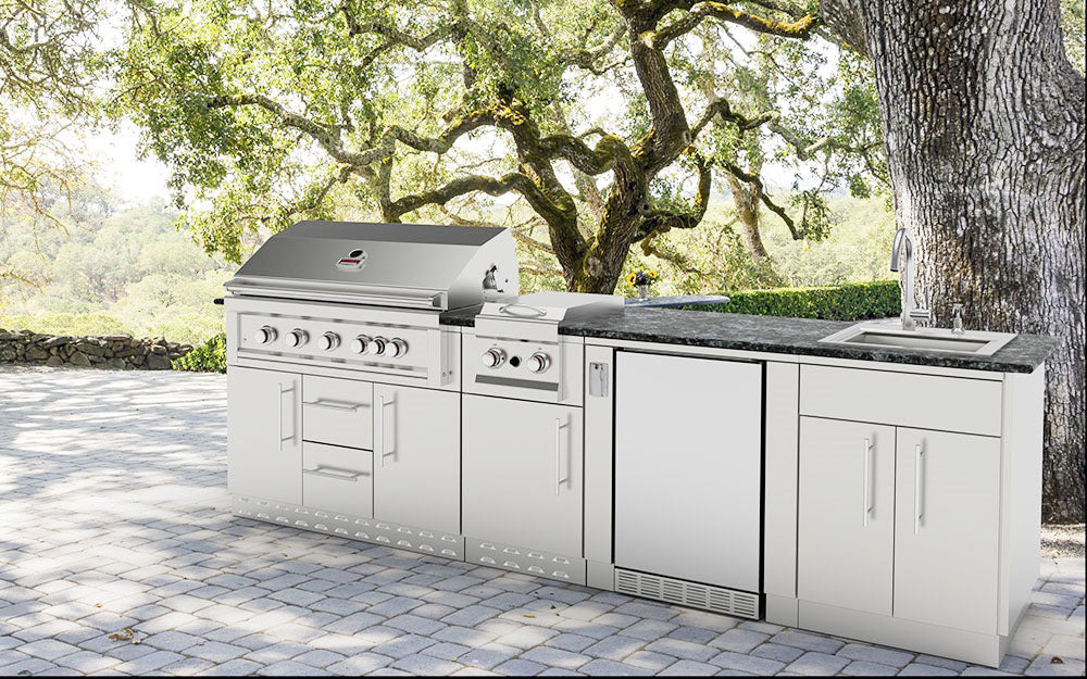 Interior of Sunstone Double Door Base Cabinet highlighting the spacious storage and practical design for outdoor kitchens.