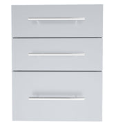 Sunstone Designer Series 23" Triple Drawer with Self-Leveling Legs showcasing durable 304 stainless steel construction.