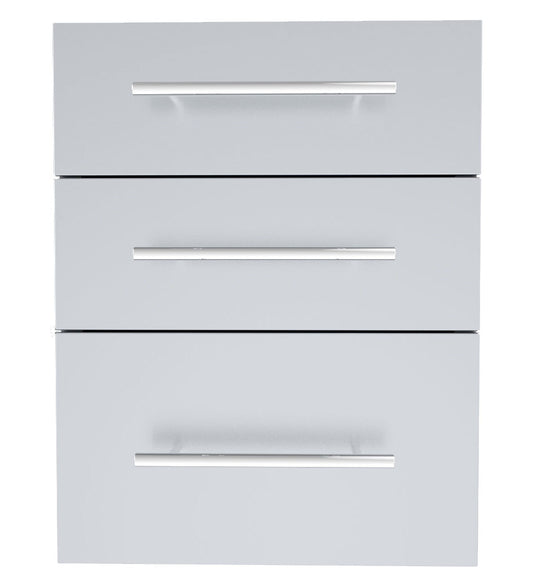 Sunstone Designer Series 23" Triple Drawer with Self-Leveling Legs showcasing durable 304 stainless steel construction.