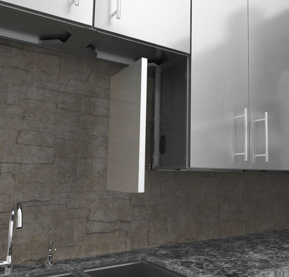Sunstone 21" Height Upper Wall Cabinet End Panel showcasing its brushed stainless steel finish and sturdy construction.