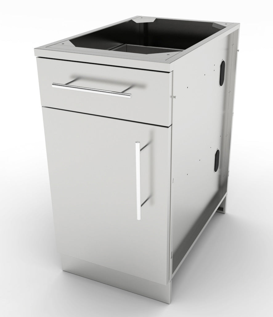 Sunstone 18" Left or Right Swing Door Cabinet with Shelf and Top Drawer showcasing durable stainless steel design.