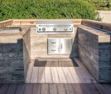 Le Griddle Big Texan Built-In Griddle 41” showcasing high-powered stainless steel burners and a removable grease tray for easy cleaning.