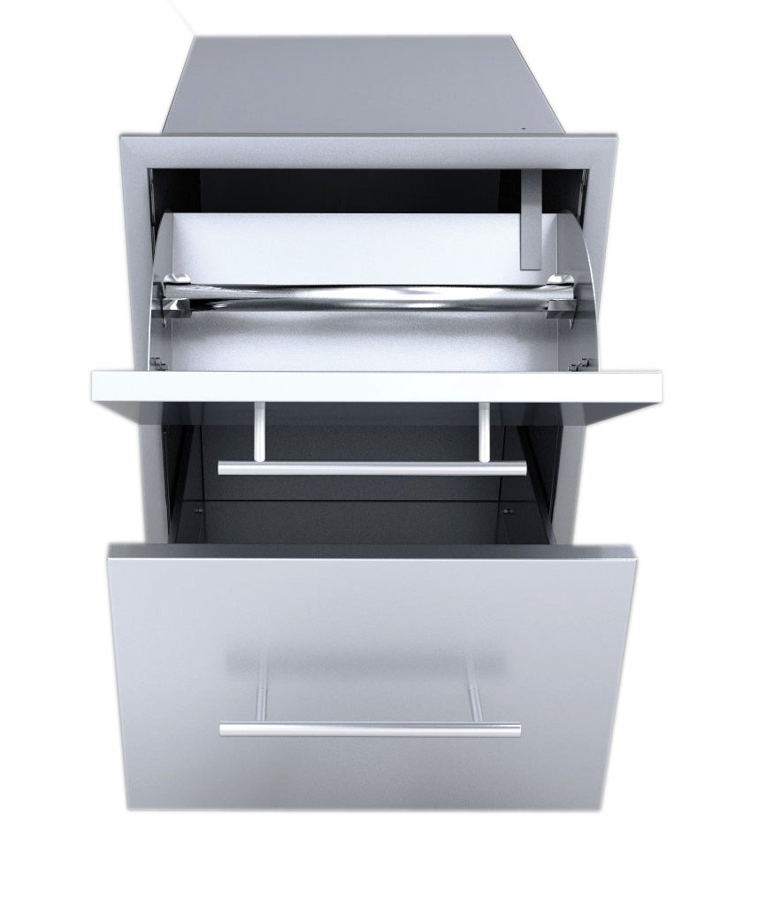 Close-up of the Sunstone Designer Series 23"H Multi-Configurable Paper Towel Drawer Combo with sturdy construction and soft-closing drawer.