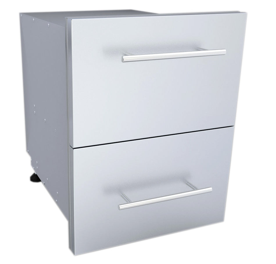 Overview of the Sunstone Designer Series 23"H Multi-Configurable Paper Towel Drawer Combo highlighting its adjustable self-leveling legs.