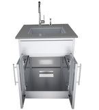 Sunstone 24", 30”, or 36” Double Door Base Cabinet with top false panel covering plumbing for a clean outdoor kitchen look.