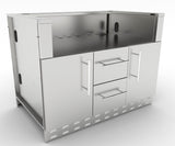 Sunstone Grill Gas Base Cabinet showing the trim-kit for easy installation of various grill models.