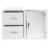 Summerset 33-Inch North American Stainless Steel 2 & 3-Drawer & Access Door installed in an outdoor kitchen setting, enhancing functionality and style.