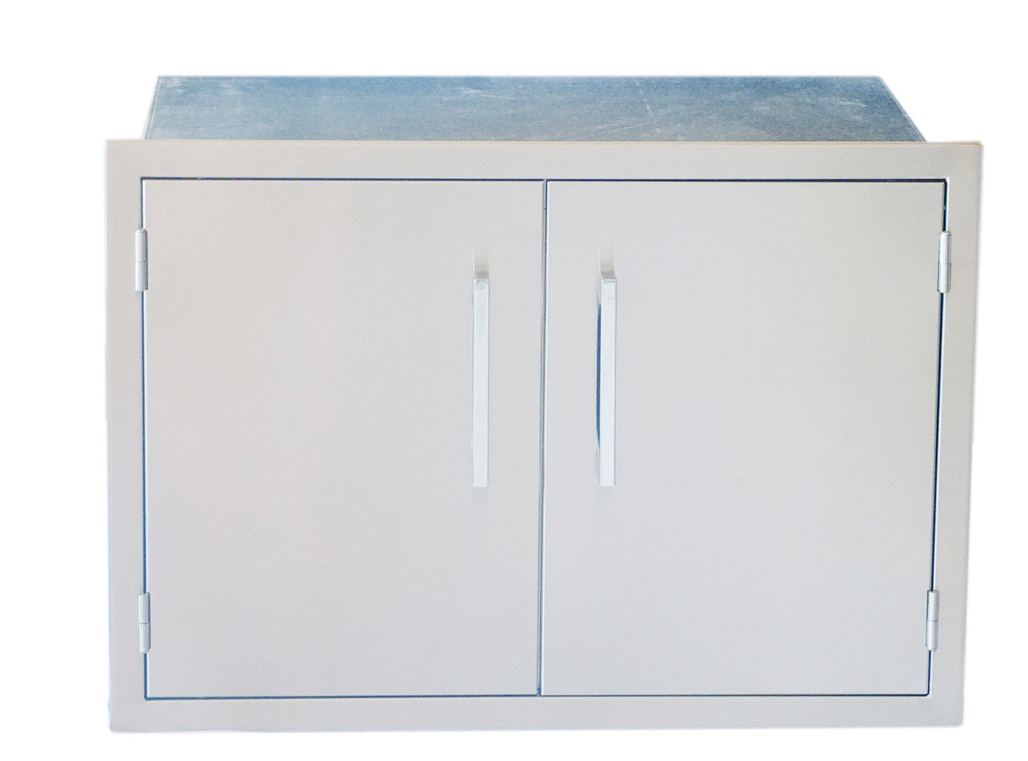 Close-up view of Sunstone's 17" x 24" Beveled Frame Weather Sealed Dry Storage Pantry featuring soft-close drawer tracks.